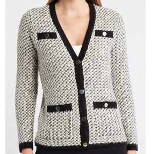 Anne Klein Knit Houndstooth Cardigan